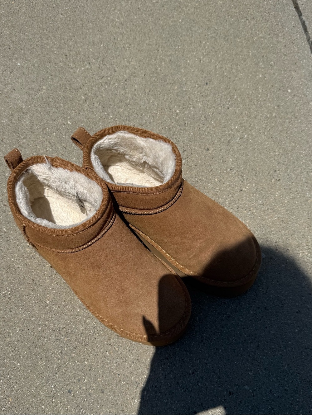 Platform Brown Faux-Shearling Lined Ankle Boots